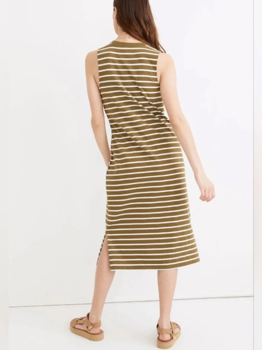 Madewell Organic Cotton Crewneck Tank Midi Dress in Stripe - Picture 3 of 5